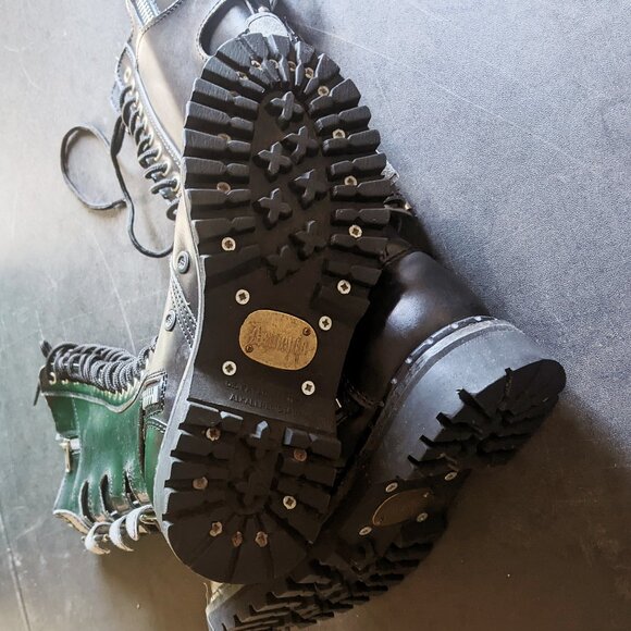 Vintage Demonia Goth Punk Boots 20 Eyelet Buckles Zippers Straps Size 5 - Picture 2 of 9